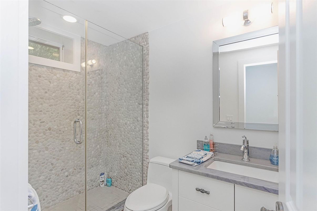Bathroom, Glass Shower, Interior, Recessed Lighting