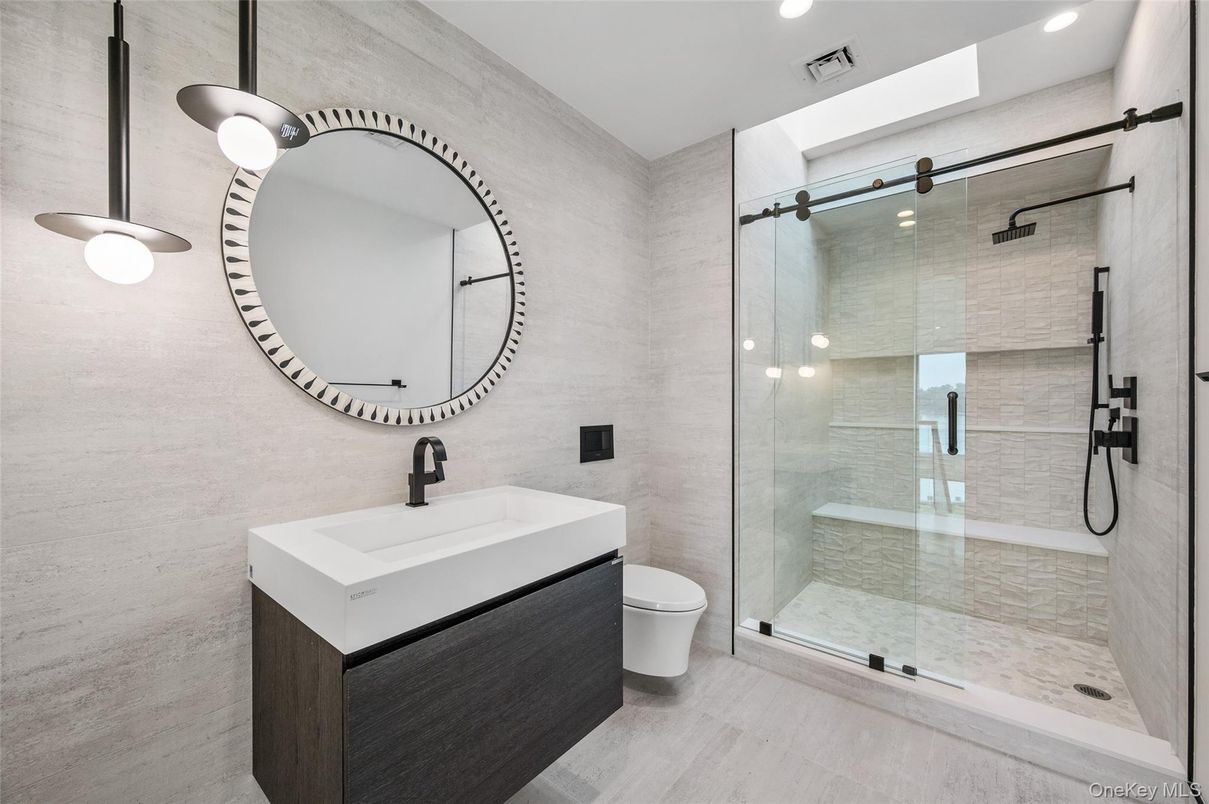 Bathroom, Glass Shower, Interior, Recessed Lighting
