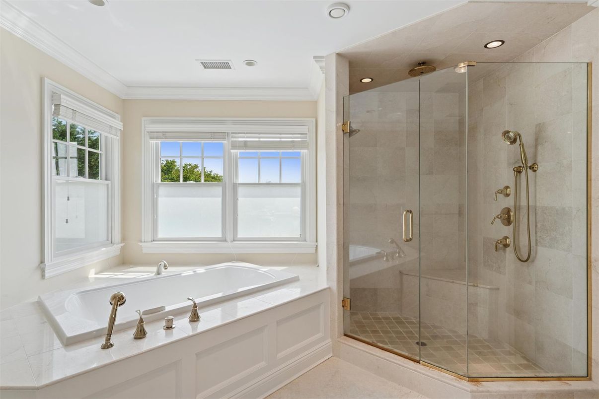 Bathroom, Glass Shower, Interior, Recessed Lighting