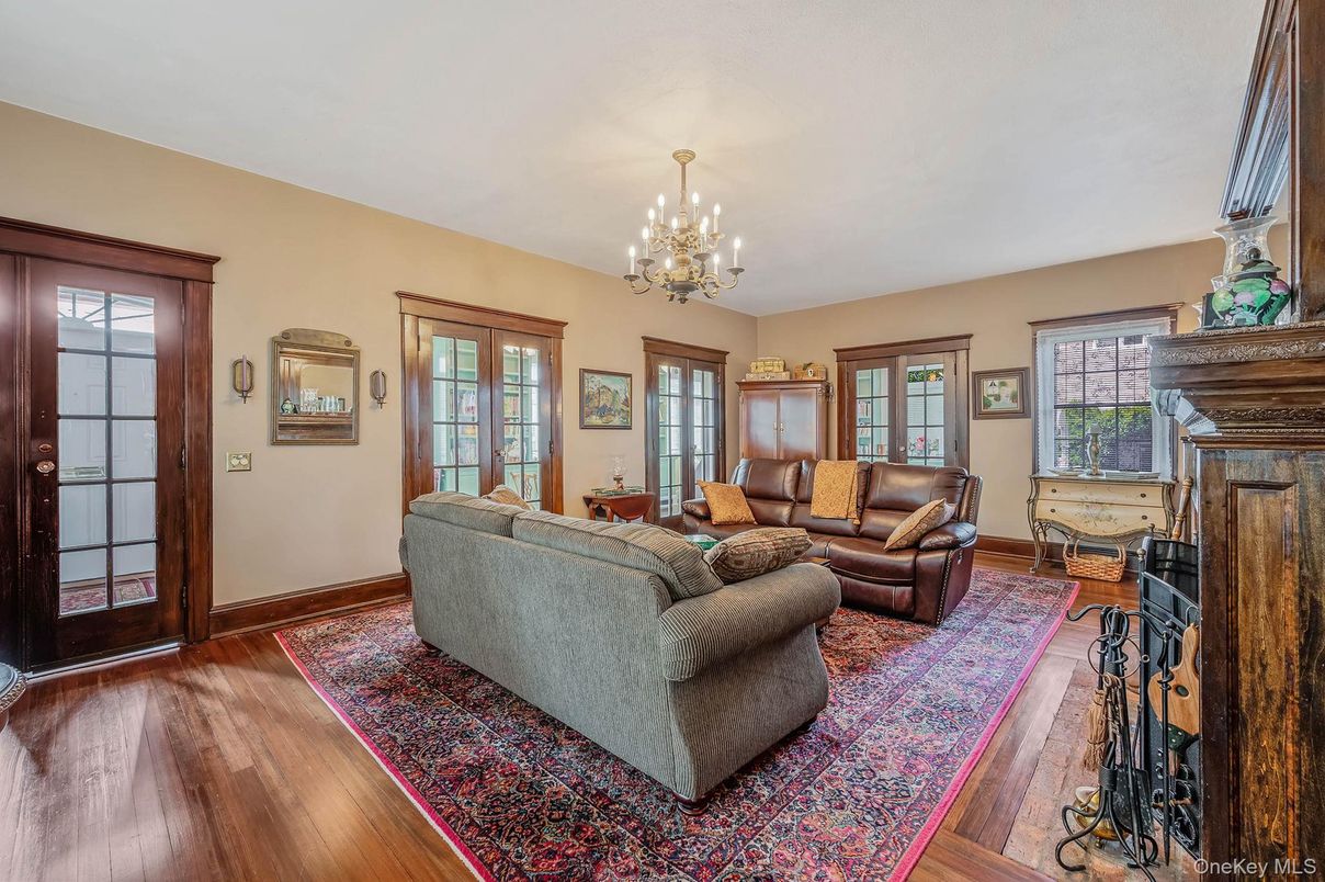 Chandelier, Fireplace, Interior, Living room, Wood Texture Flooring