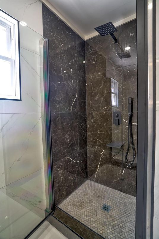 Bathroom, Glass Shower, Interior, Marble Walls