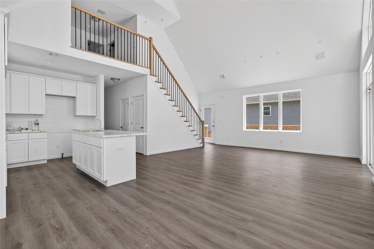 Interior, Kitchen, Recessed Lighting, Wood Texture Flooring