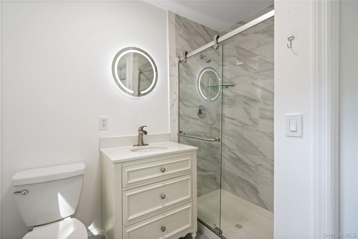 Bathroom, Glass Shower, Interior, Marble Walls