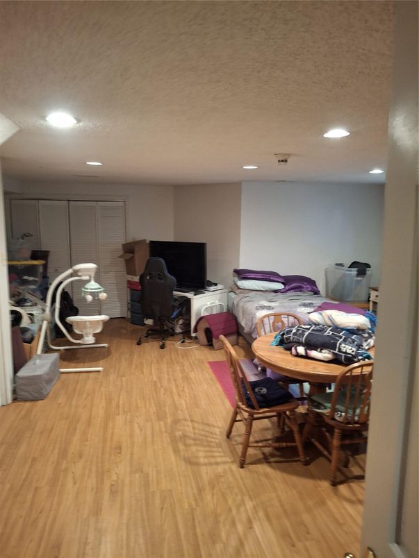 Bedroom, Home Office, Interior, Recessed Lighting, Wood Texture Flooring