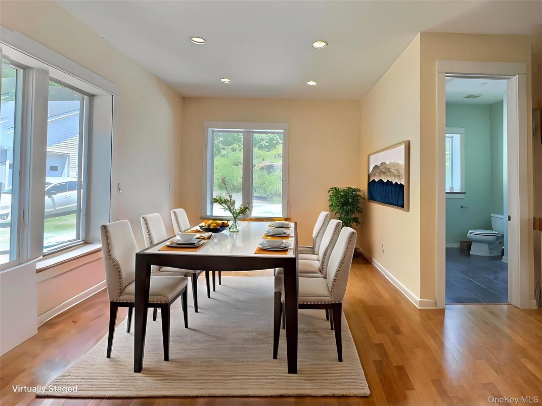 Bathroom, Dining room, Interior, Recessed Lighting, Wood Texture Flooring