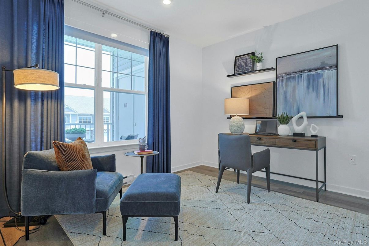 Home Office, Interior, Recessed Lighting, Wood Texture Flooring