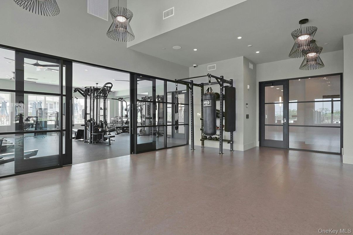 Fitness Equipment, Gym, Interior, Pendant Lights, Recessed Lighting