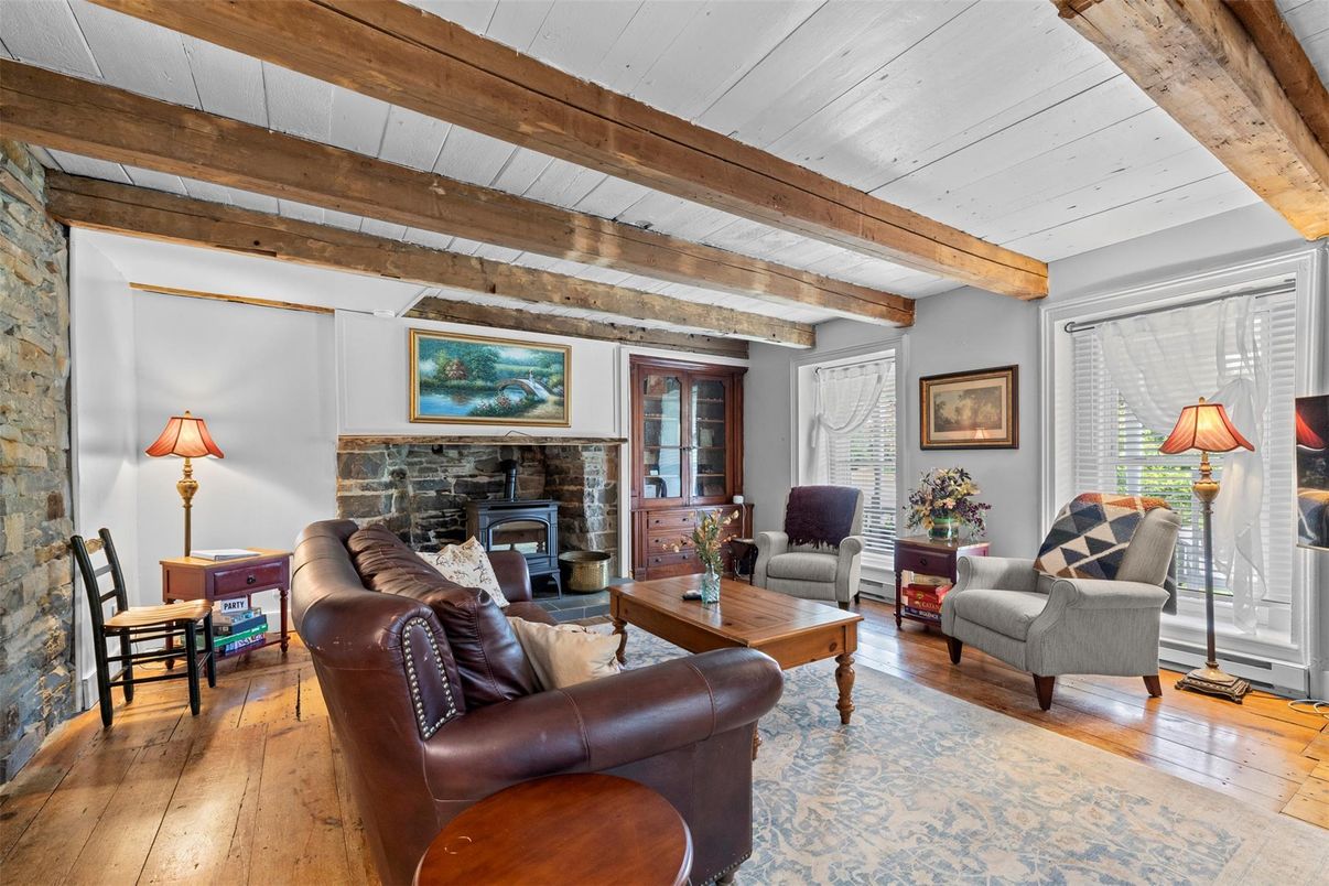 Fireplace, Interior, Living room, Wooden Beams, Wood Texture Flooring