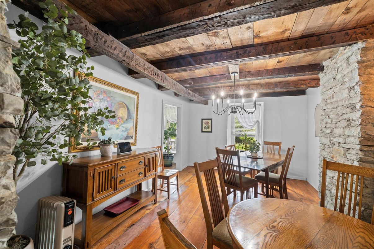 Chandelier, Dining room, Interior, Wooden Beams, Wooden Ceilings, Wood Texture Flooring