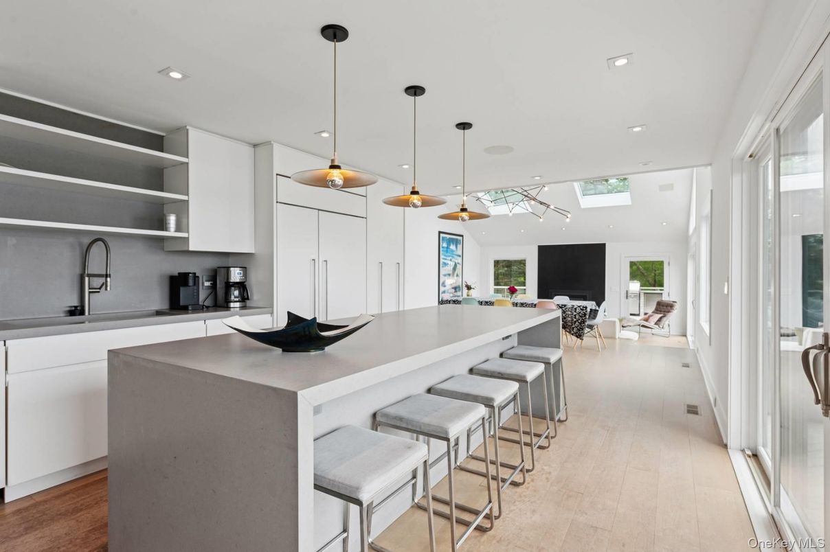 Interior, Kitchen, Pendant Lights, Recessed Lighting, Wood Texture Flooring