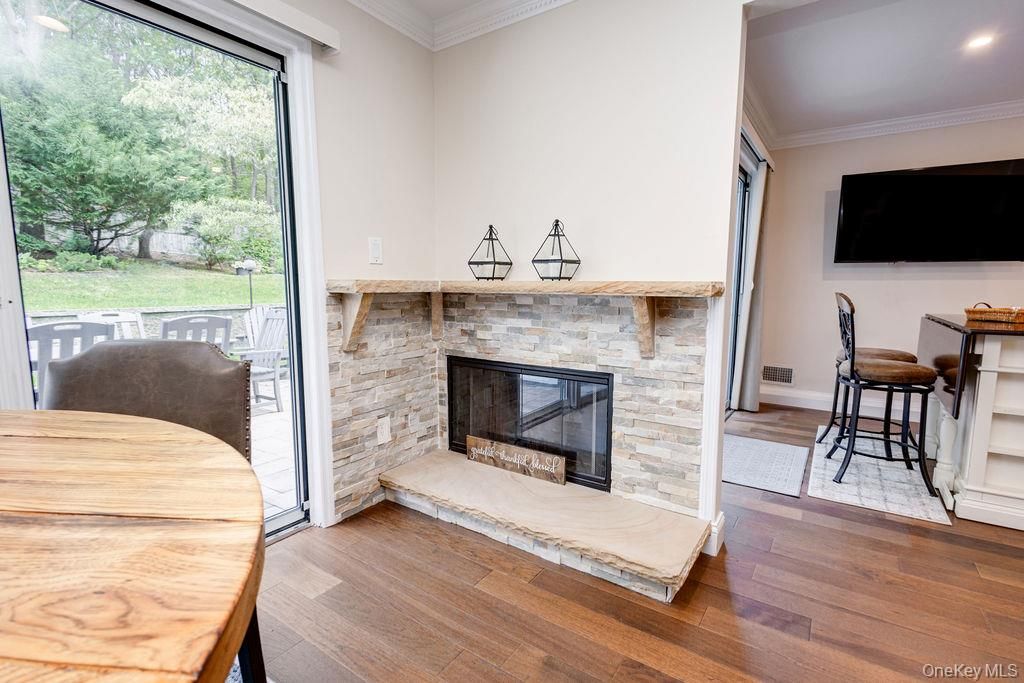 Fireplace, Interior, Recessed Lighting, Wood Texture Flooring