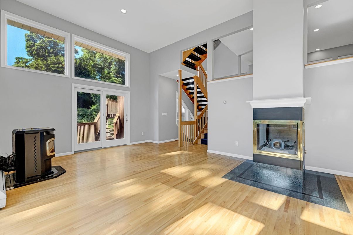 Fireplace, Interior, Recessed Lighting, Wood Texture Flooring