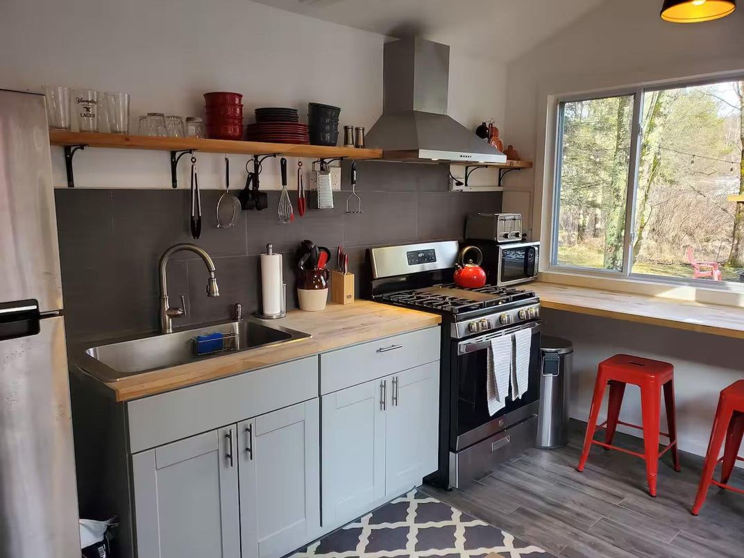 Interior, Kitchen, Stainless Steel Appliances, Wood Texture Flooring