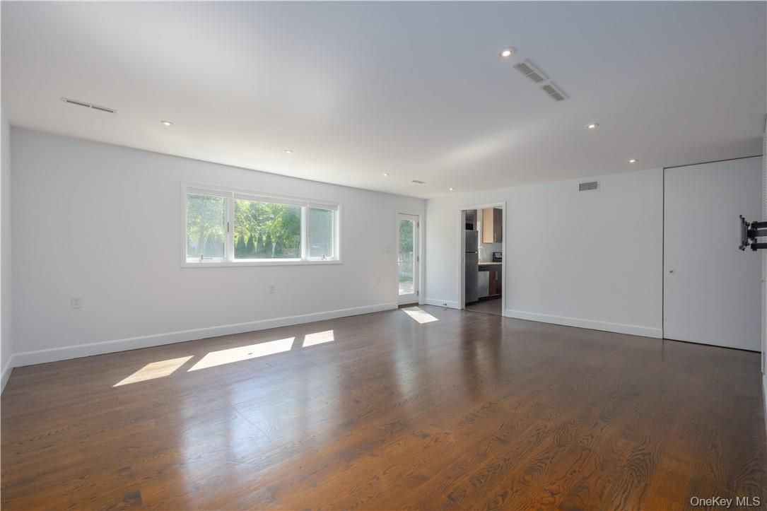 Empty room, Interior, Kitchen, Recessed Lighting, Wood Texture Flooring