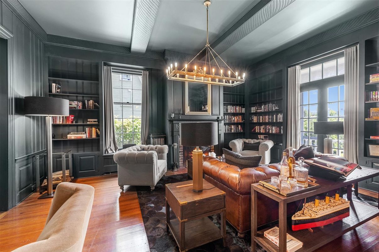 Chandelier, Fireplace, Interior, Living room, Piano, Wood Texture Flooring