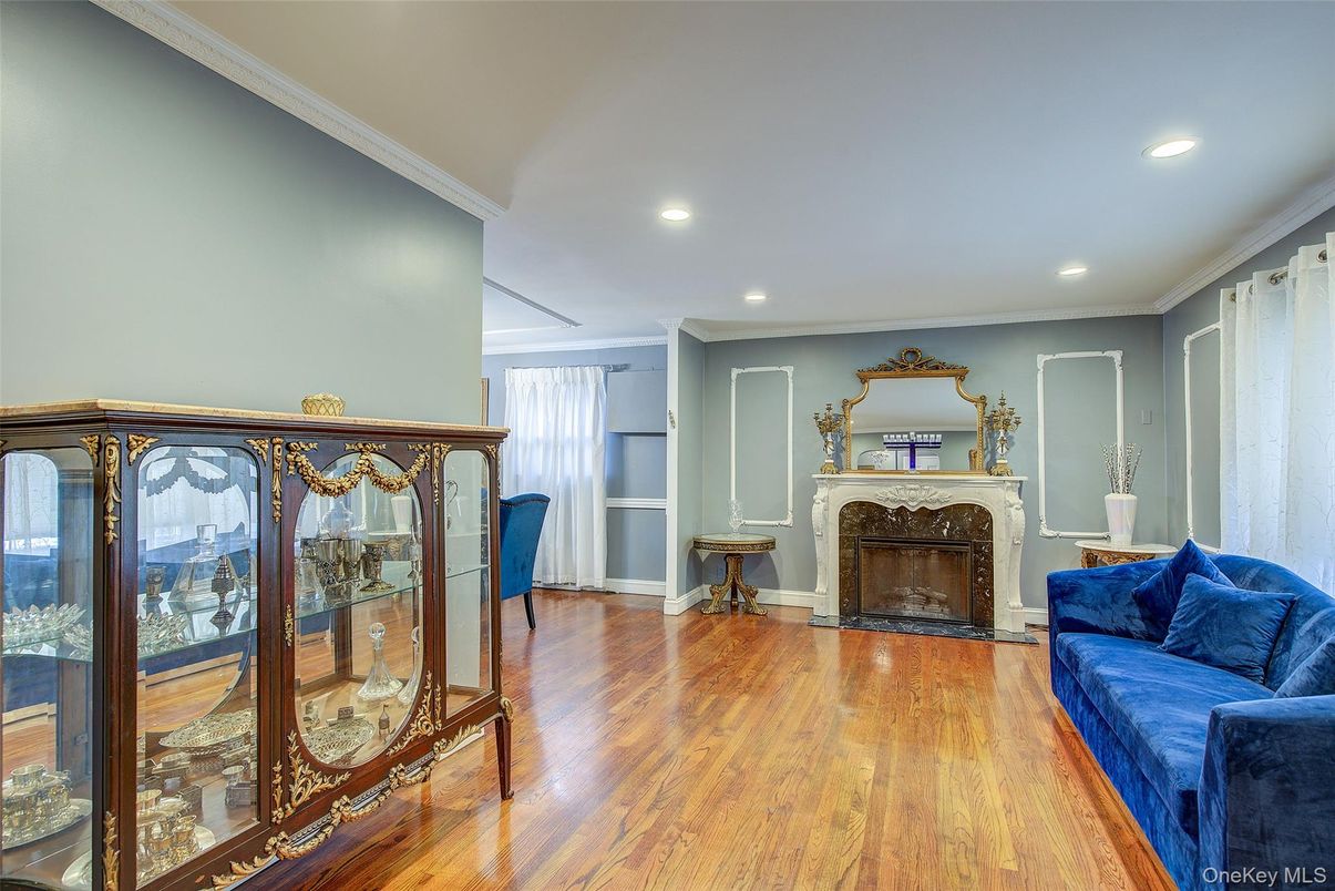 Fireplace, Interior, Recessed Lighting, Wood Texture Flooring