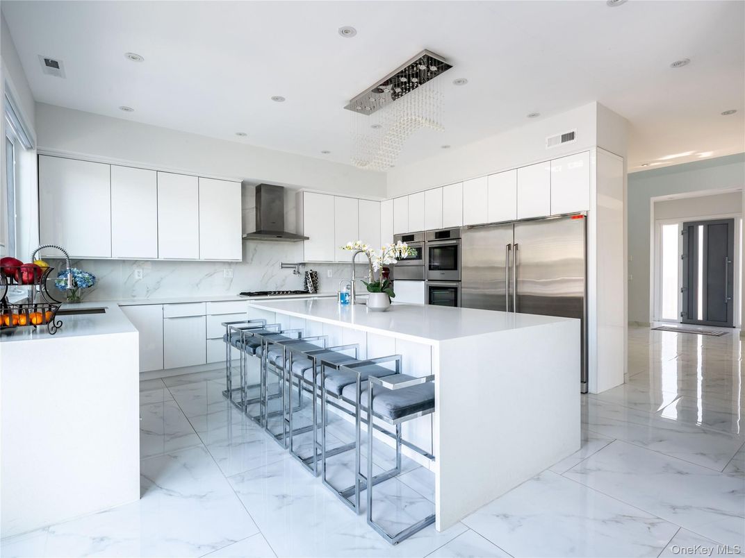 Interior, Kitchen, Marble, Recessed Lighting, Stainless Steel Appliances