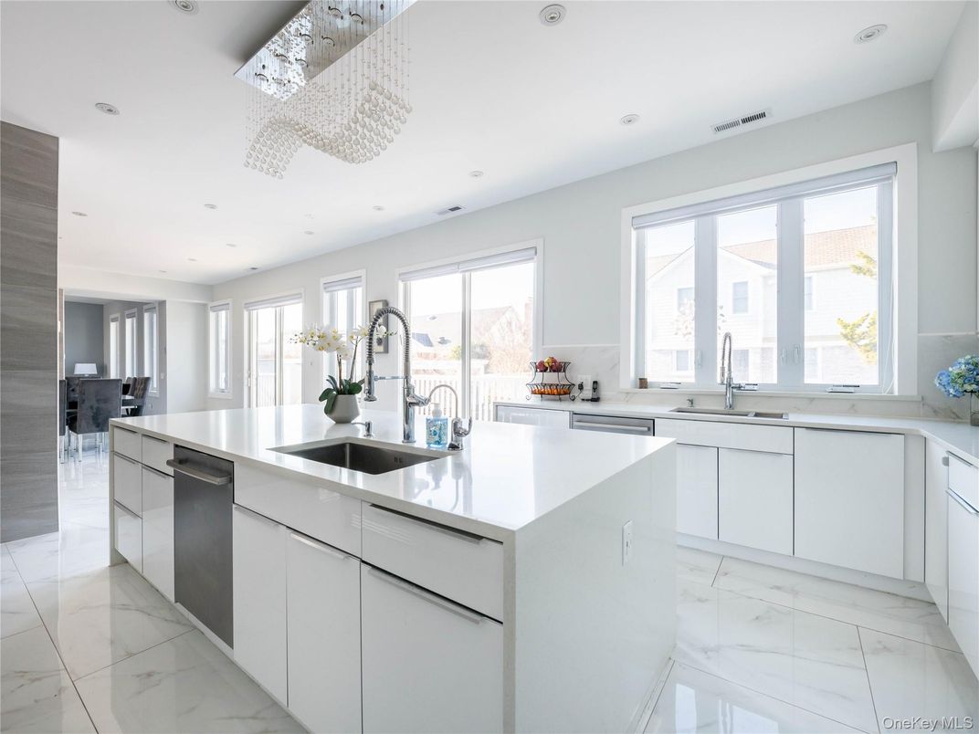 Interior, Kitchen, Marble, Recessed Lighting, Stainless Steel Appliances