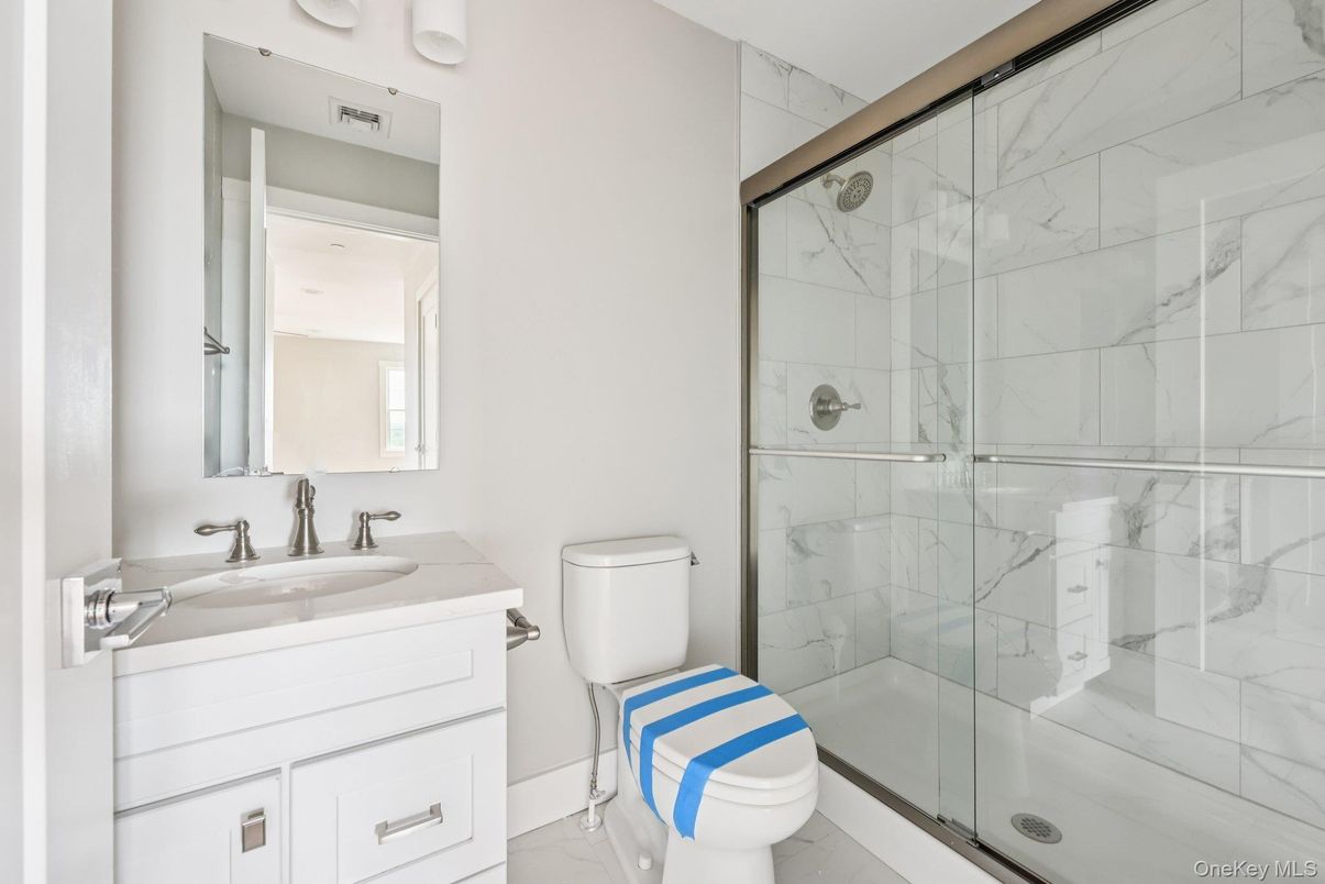 Bathroom, Glass Shower, Interior, Marble Walls