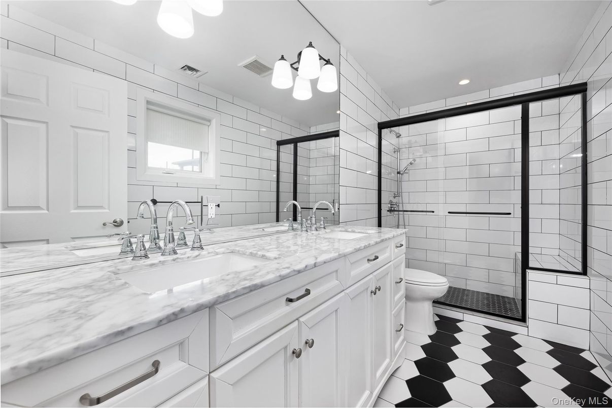 Bathroom, Dual Sink Vanities, Glass Shower, Interior, Recessed Lighting