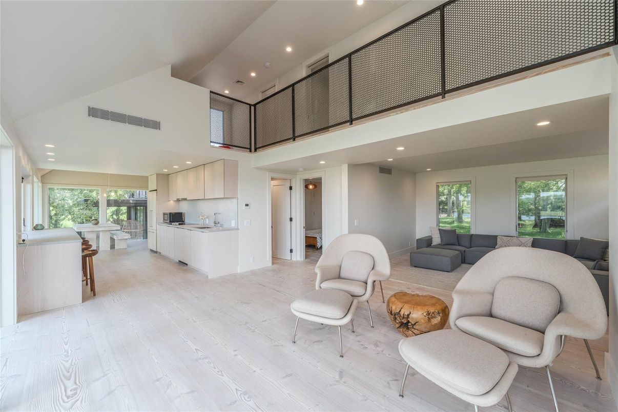 Interior, Kitchen, Living room, Recessed Lighting, Wood Texture Flooring