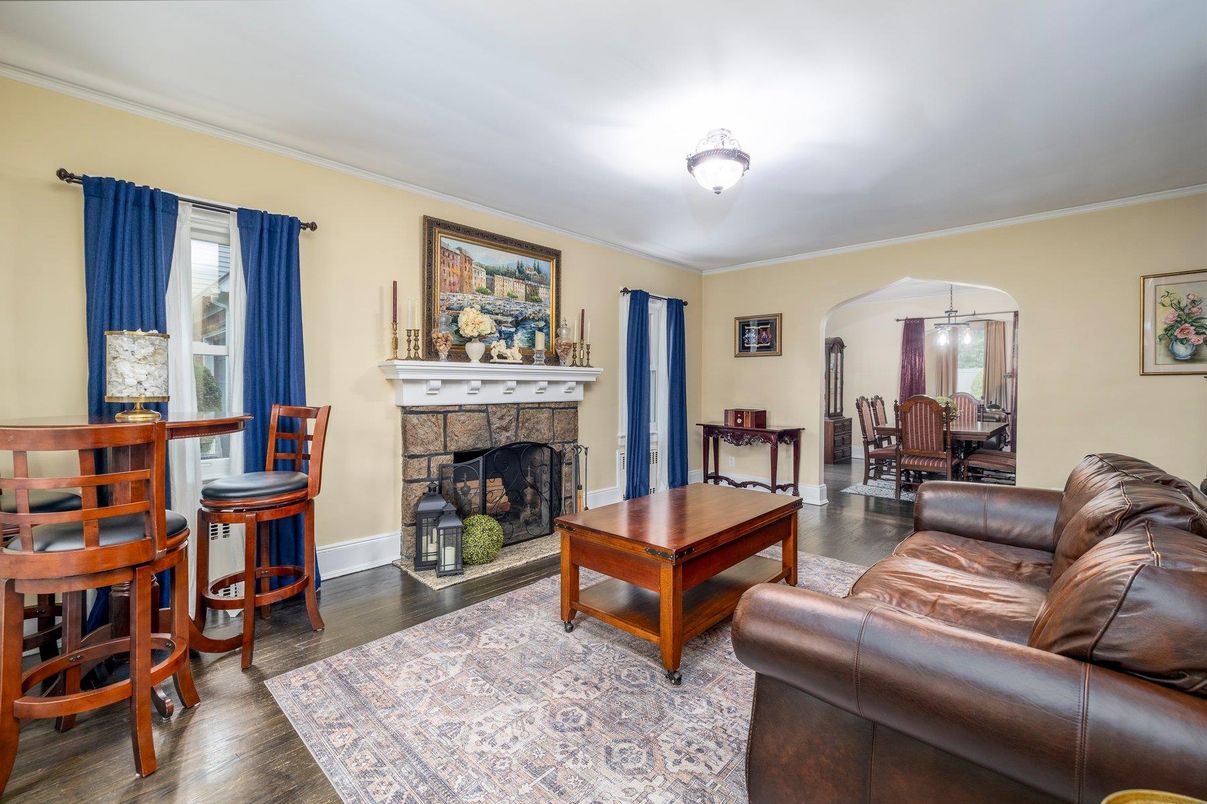 Dining room, Fireplace, Interior, Living room, Wood Texture Flooring