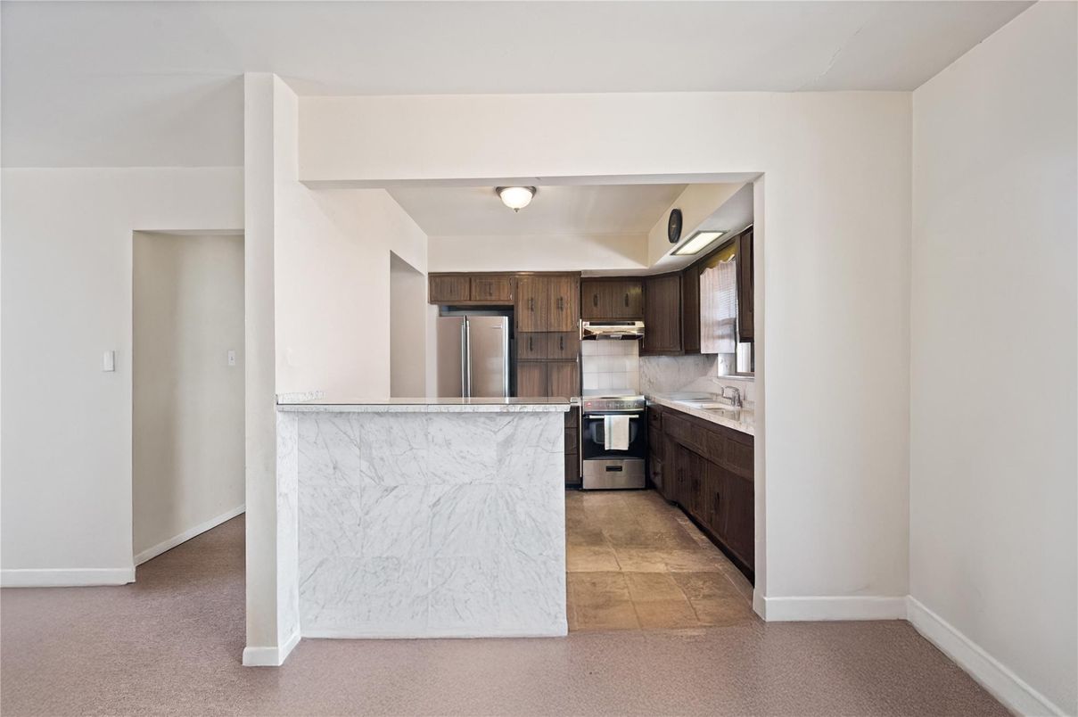 Interior, Kitchen, Marble Walls, Stainless Steel Appliances