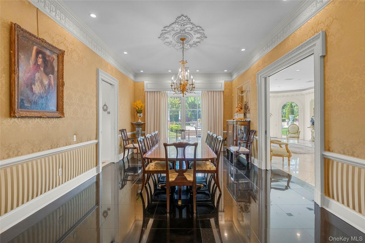 Chandelier, Dining room, Interior, Recessed Lighting