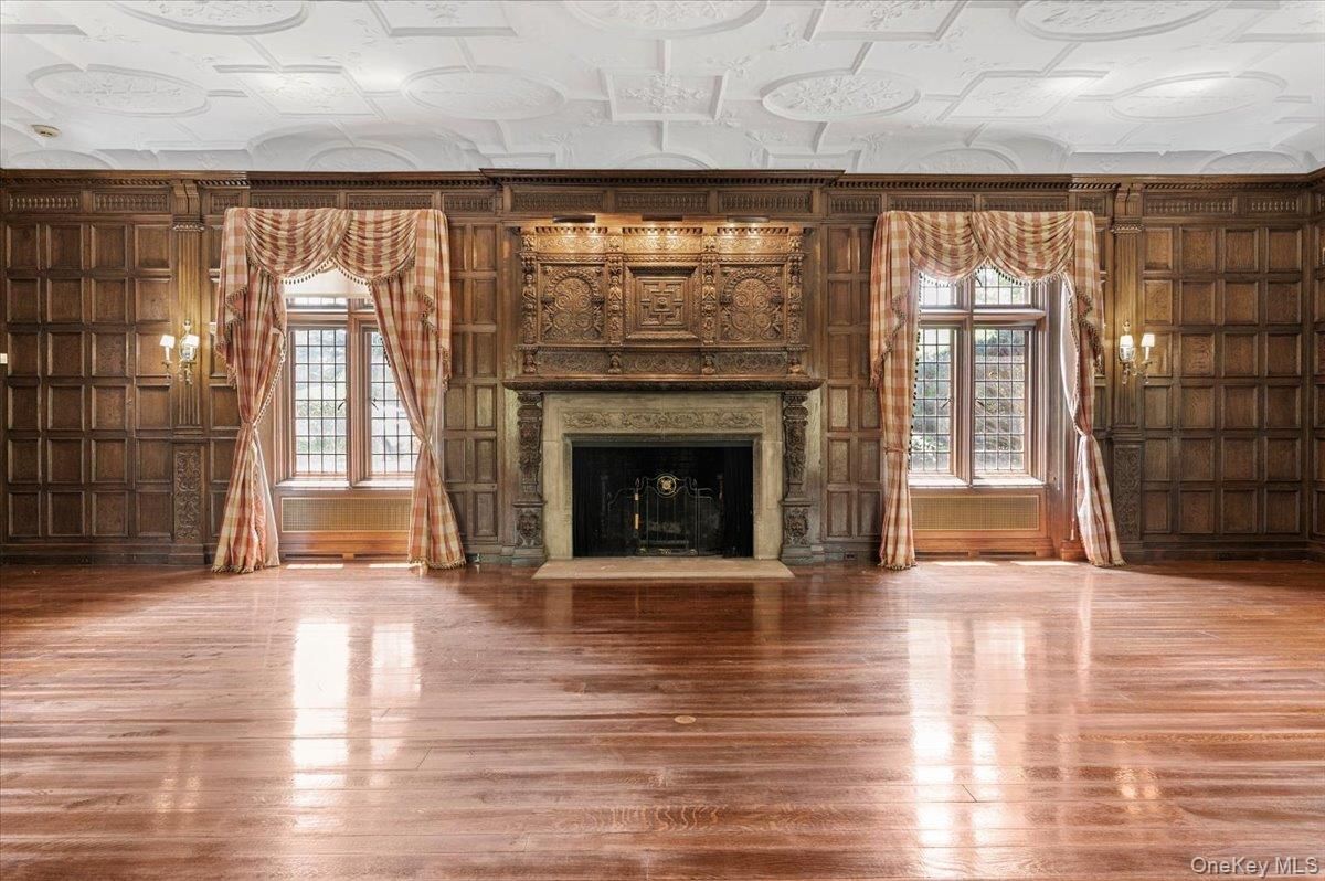 Empty room, Fireplace, Interior, Wood Texture Flooring, Wooden Walls