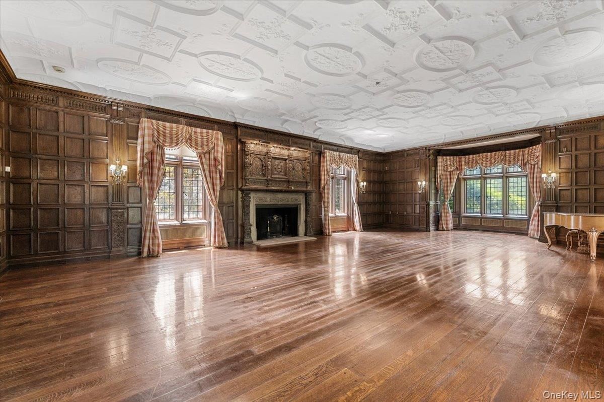 Empty room, Fireplace, Interior, Wood Texture Flooring, Wooden Walls