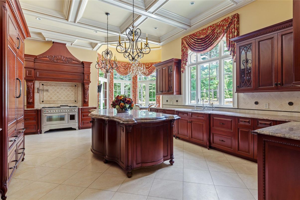 Chandelier, Interior, Kitchen, Pendant Lights, Recessed Lighting, Stainless Steel Appliances