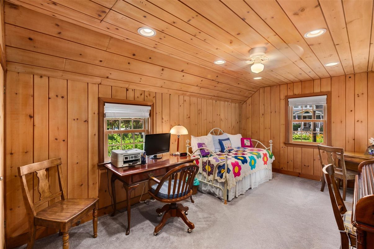 Home Office, Interior, Recessed Lighting, Wooden Ceilings, Wooden Walls