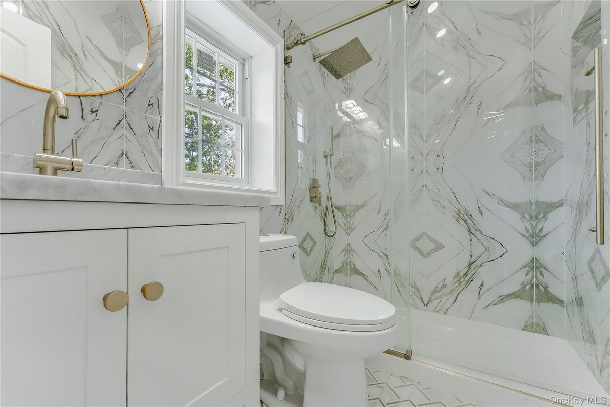 Bathroom, Glass Shower, Interior, Marble, Marble Walls