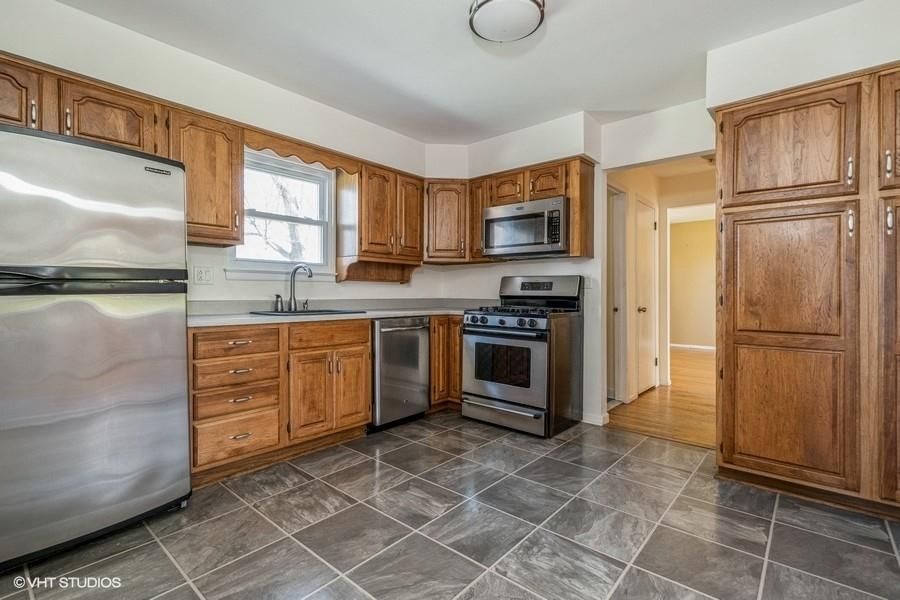 Interior, Kitchen, Stainless Steel Appliances, Wood Texture Flooring
