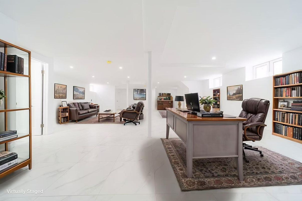 Home Office, Interior, Marble, Recessed Lighting