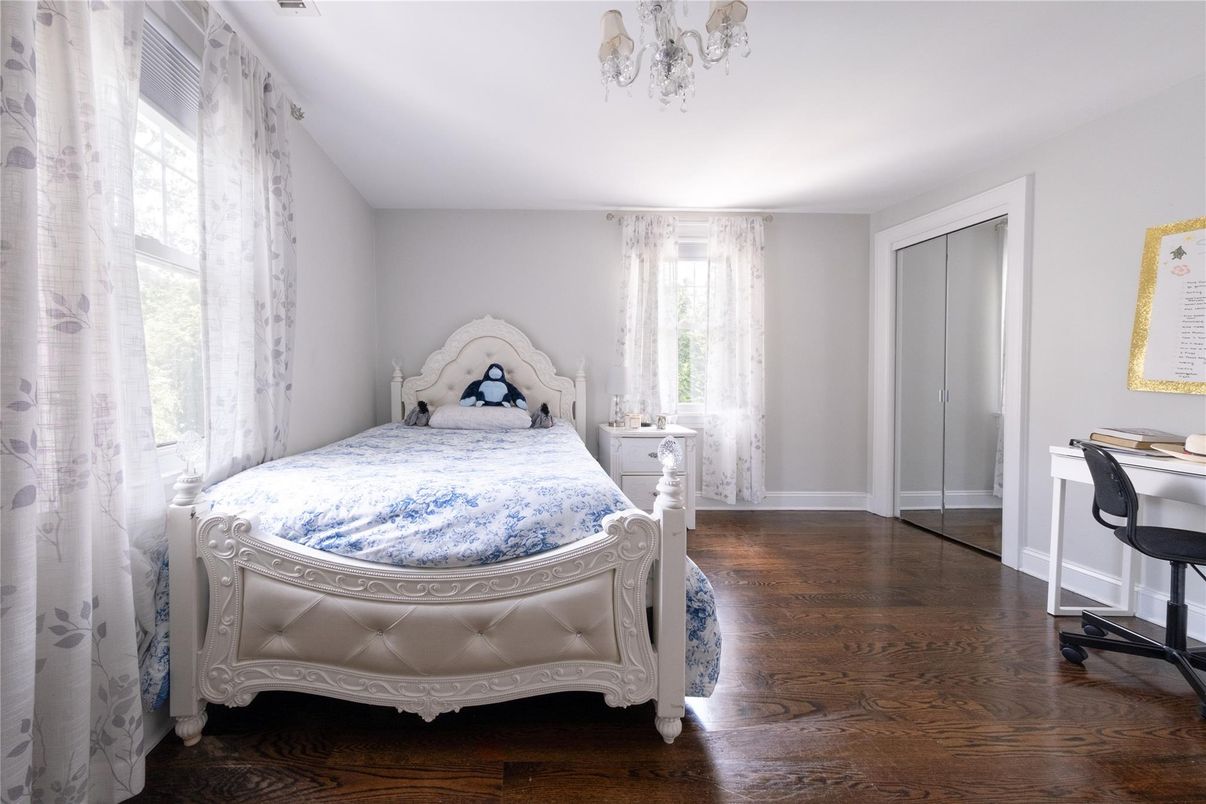 Bedroom, Chandelier, Interior, Wood Texture Flooring