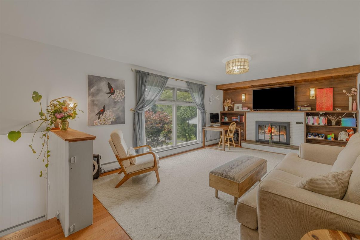 Fireplace, Interior, Living room, Wood Texture Flooring, Wooden Walls