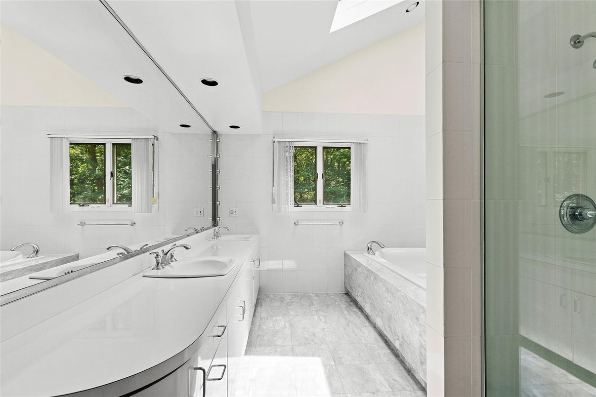 Bathroom, Dual Sink Vanities, Glass Shower, Interior, Recessed Lighting