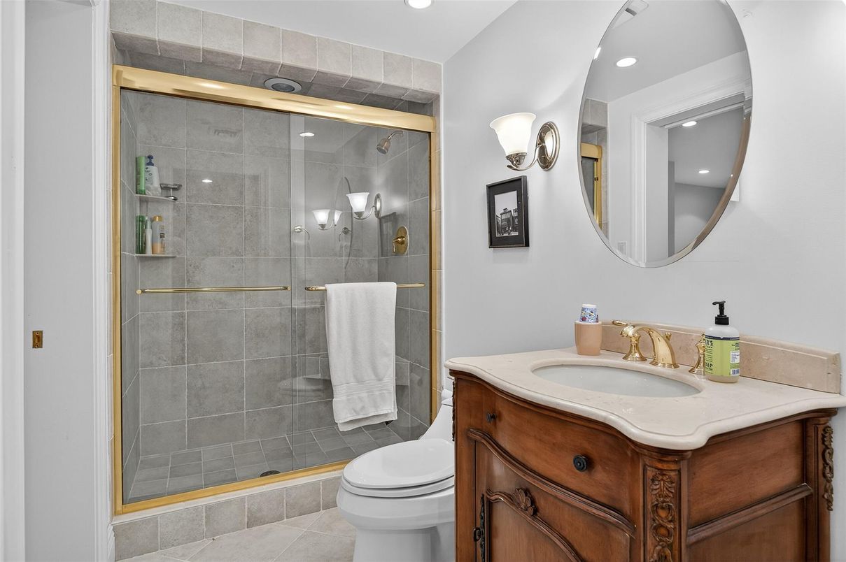 Bathroom, Glass Shower, Interior, Recessed Lighting