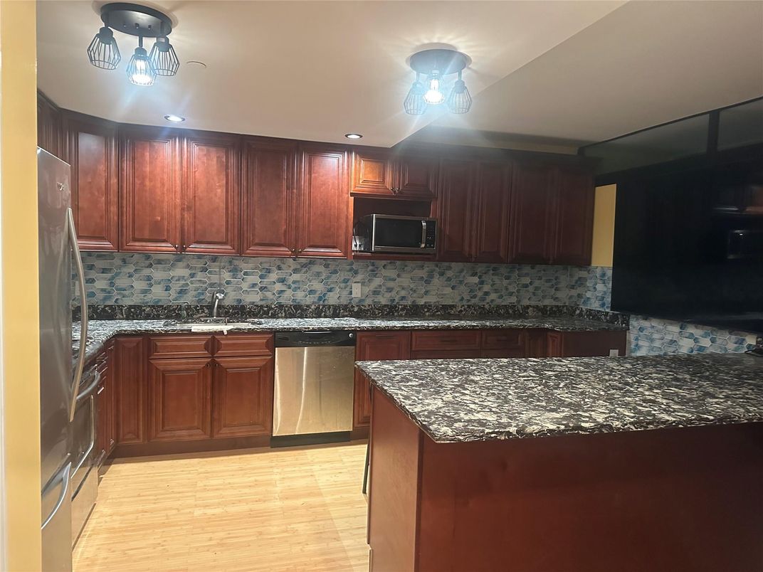 Interior, Kitchen, Stainless Steel Appliances, Wood Texture Flooring