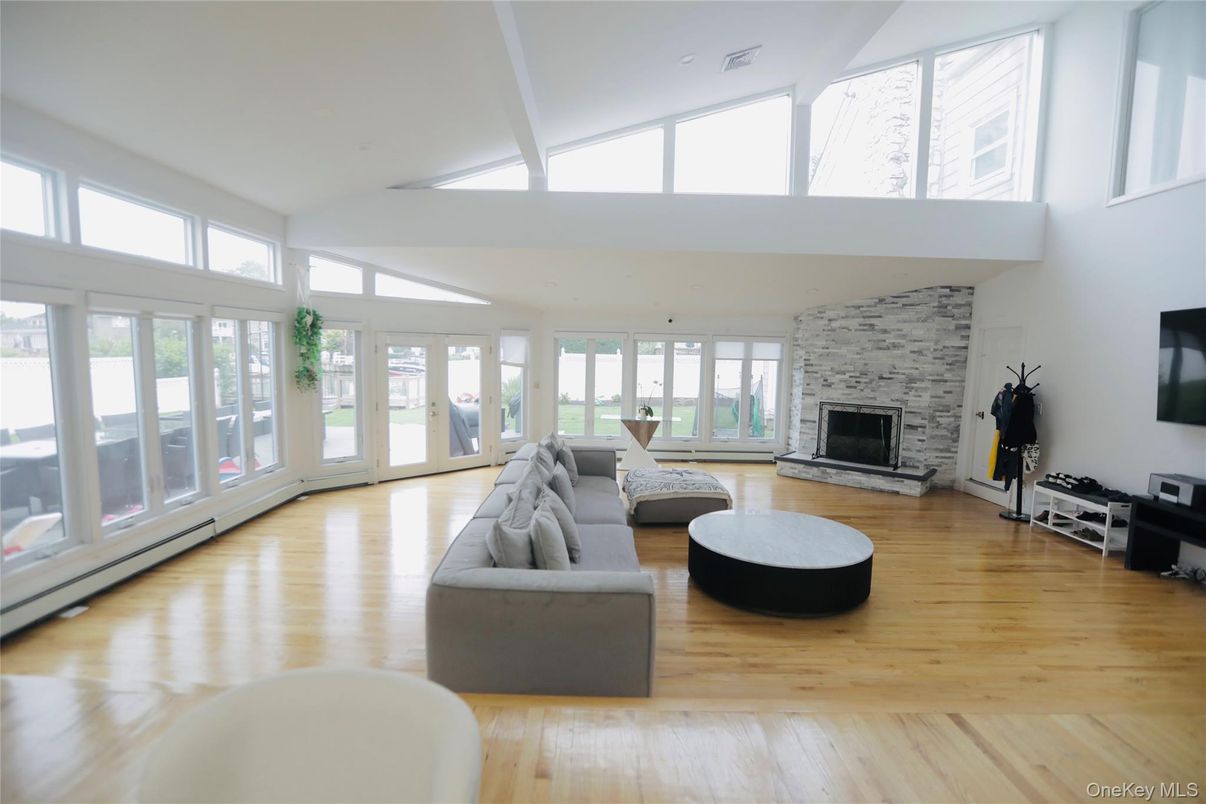 Fireplace, Interior, Living room, Stone Walls, Wood Texture Flooring