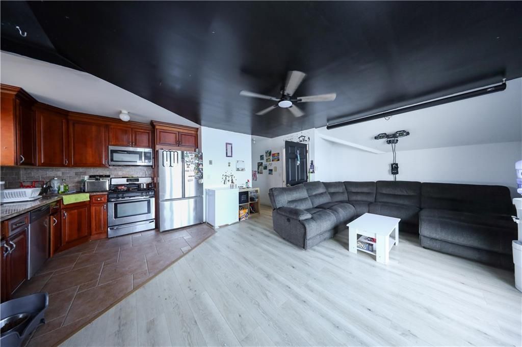 Interior, Kitchen, Living room, Stainless Steel Appliances, Wood Texture Flooring