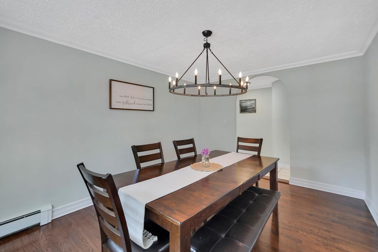 Chandelier, Dining room, Interior, Wood Texture Flooring