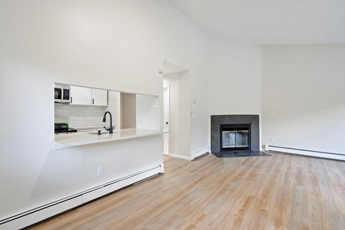 Fireplace, Interior, Kitchen, Wood Texture Flooring