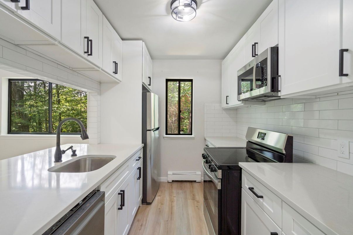 Interior, Kitchen, Stainless Steel Appliances, Wood Texture Flooring