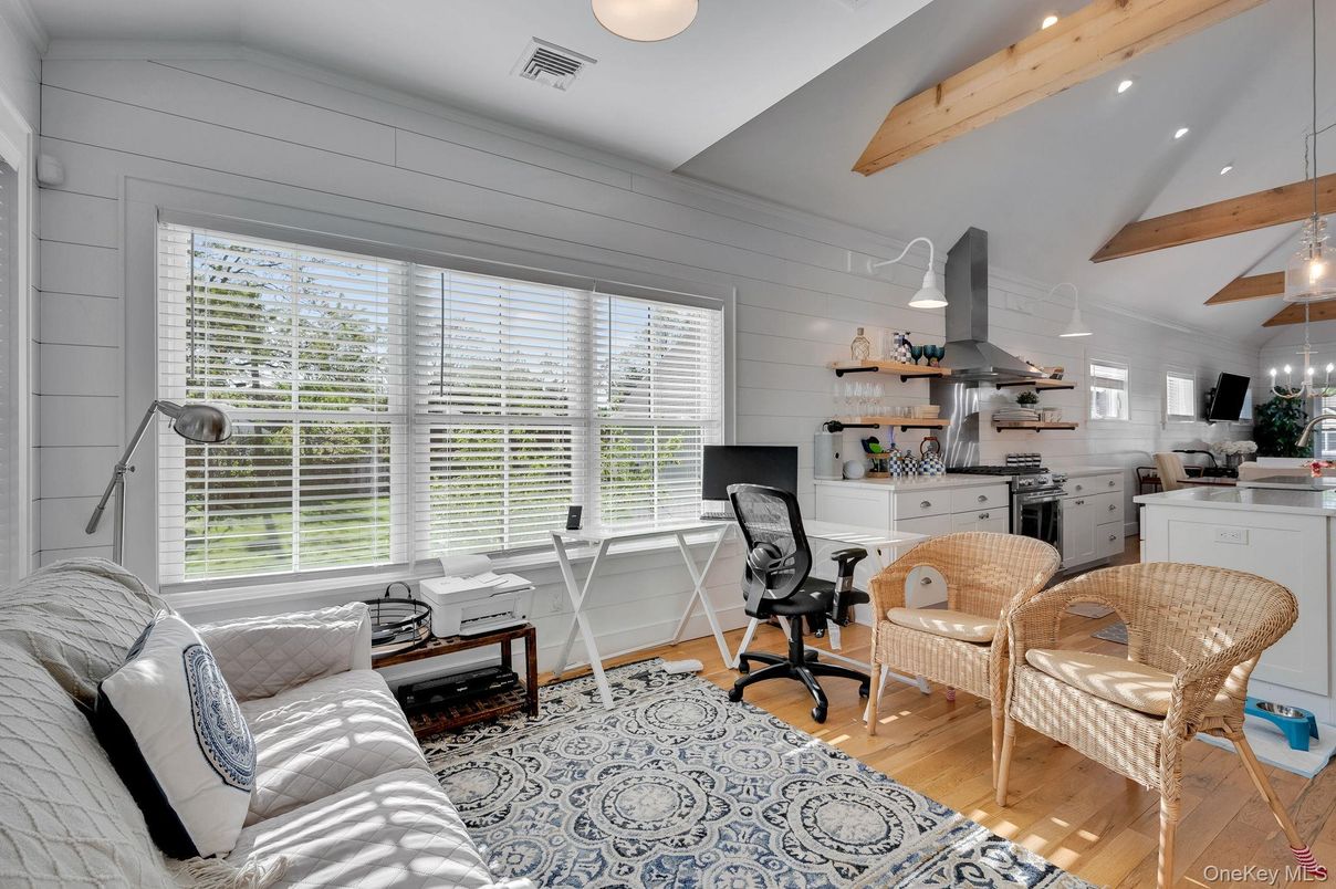 Home Office, Interior, Kitchen, Living room, Recessed Lighting, Wooden Beams, Wood Texture Flooring