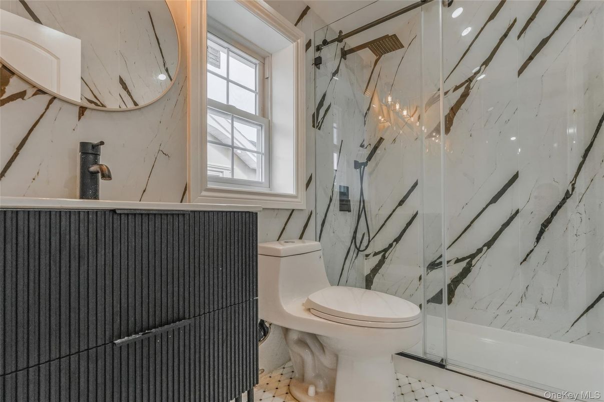 Bathroom, Glass Shower, Interior, Marble Walls