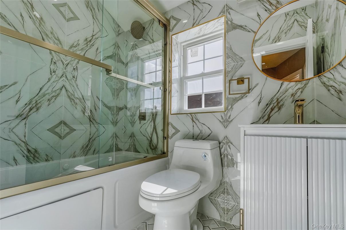 Bathroom, Glass Shower, Interior, Marble Walls