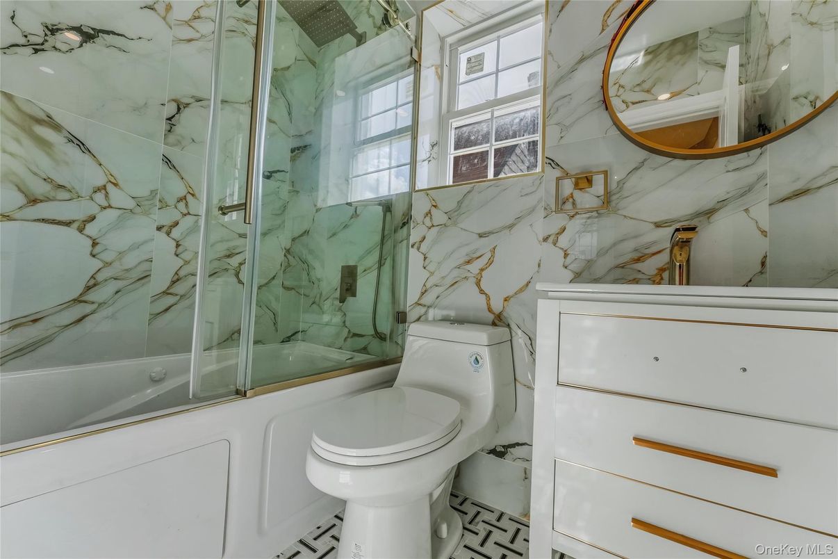 Bathroom, Glass Shower, Interior, Marble Walls