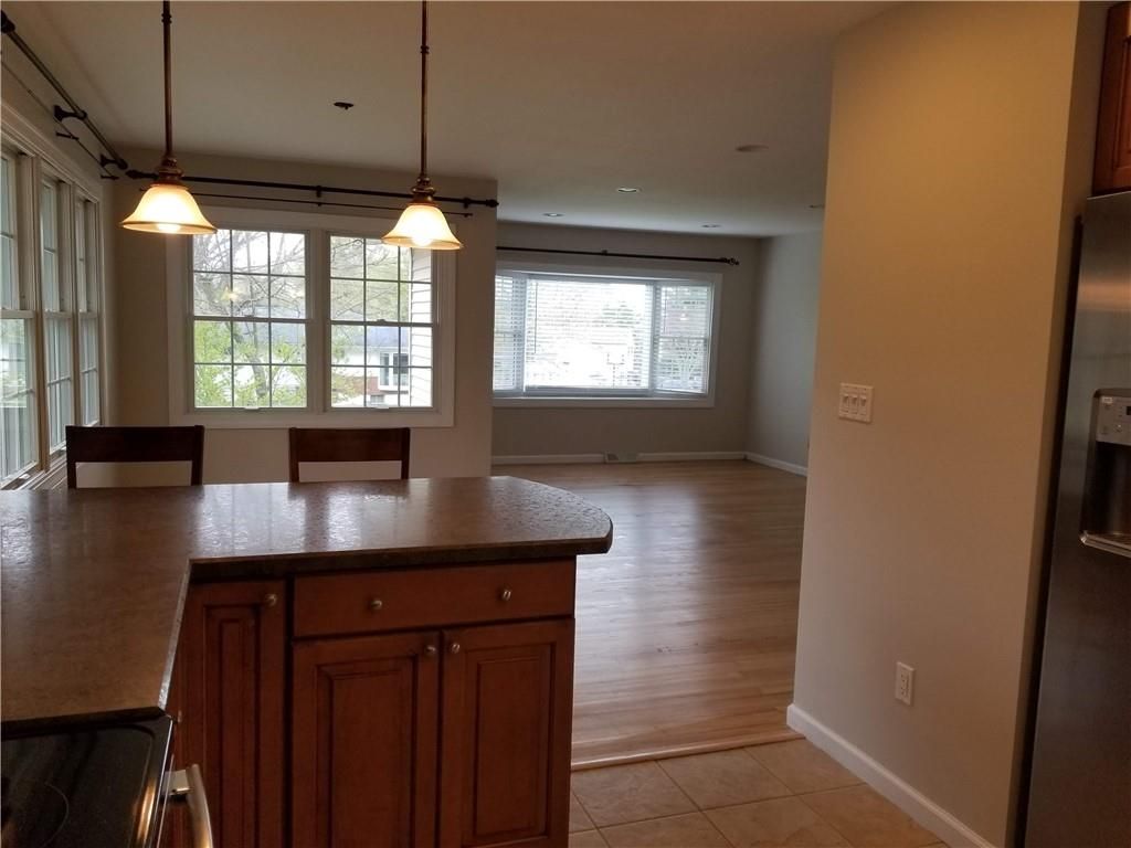 Dining room, Interior, Pendant Lights, Recessed Lighting, Wood Texture Flooring